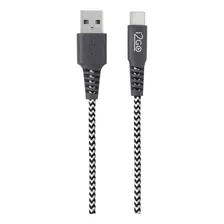 Cabo Usb-c I2go 1,5m 2,4a Nylon Trançado Preto E Branco