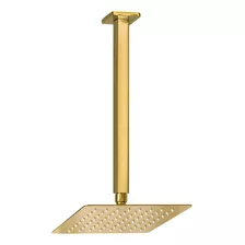 Ducha Chuveiro Slim Prizi Quadrado 20x20cm Inox 304 Dourada Cor Dourado