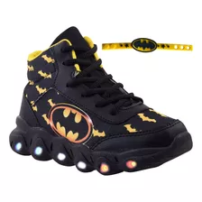 Tênis Infantil Masculino Botinha Batman Com Led Colorido.