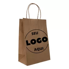 100 Sacolas De Papel Kraft Seu Logo 50 Pp 50 P 