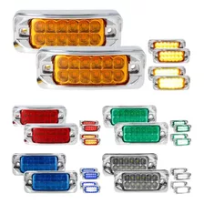 Par Plafon 12 Led Lateral Rectangular Pestaña Estrobo 12-24f