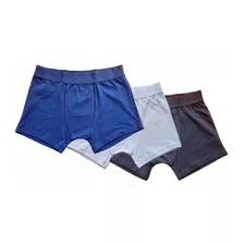 Kit 3 Cueca Box Boxer Adulto Cores Lisas Cotton Algodão