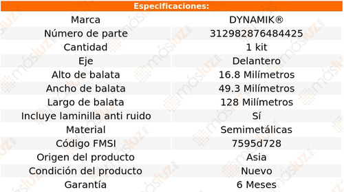 Balatas Semimetalicas Del Saturn Sc2 L4 1.9l 97/02 Dynamik Foto 3