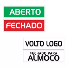 Placa Kit Aberto Fechado Volto Logo Fechado Para Almoço