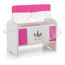 Berço De Boneca Enxoval Personalizado Desenho Cor Unicornio - Pink