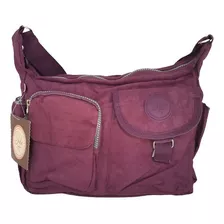 Bolso Estilo Hobo En Tela Color Uva