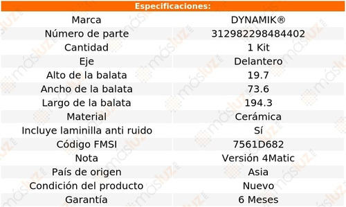 Balatas Ceramicas Del S430 V8 4.3l 03/06 Dynamik Foto 3