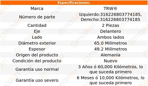 (2) Bases Amortiguador Delanteras Volkswagen Lupo 05/09 Trw Foto 2