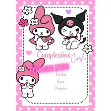 Invitación My Melody Kuromi Digital Sanrio Fiesta Cumpleaños