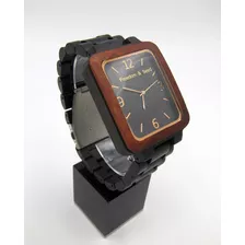 Reloj Quarzo Madera Hindú Sandalo Oscuro Para Hombre