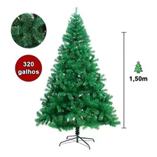 Árvore Pinheiro De Natal 1,50 Altura 320 Galhos Base Metal. Cor Verde