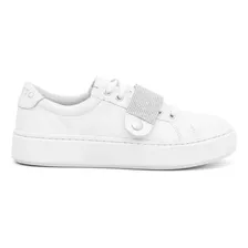 Tênis Casual Couro Legitimo Feminino Fivela Strass Blogueira