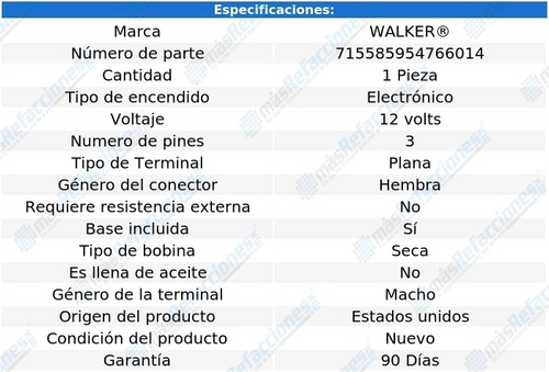 Bobina Seca Mercury Cougar L4 2.0l 99-02 Walker Foto 4