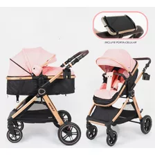 Coche Moises Para Bebe Roma Fuerte Babyhappy Con Pañalera 