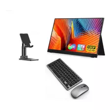 Kit Monitor Portatil Slim 60hz Ips Con Soporte Teclado Mouse