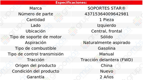 Soporte Motor Ctral, Del Izq S Star 206 L4 1.6l 01 A 08 Foto 2