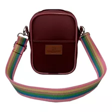 Bolsa Transversal Shoulder Bag Feminina Em Silicone Bordô Acambamento Dos Ferragens Níquel Desenho Do Tecido Liso