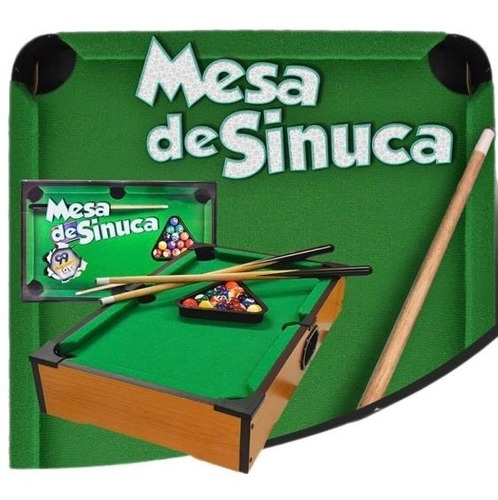 Brinquedo Mesa De Sinuca Bilhar Com Tacos Madeira Infantil
