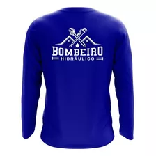 Camiseta Manga Longa Bombeiro Hidráulico Trabalho Uniforme