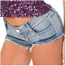 Calças Mulheres Botão Cintura Baixa Jeans Shorts Mini 0111