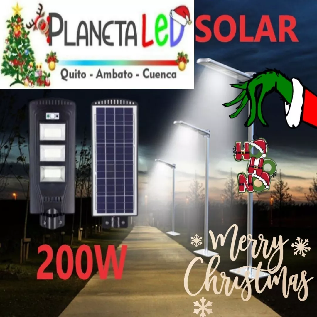 Lampara Reflector Led Solar 200w Alumbrado Publico Poste 