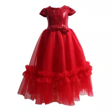 Vestido Rojo Largo De Fiesta Con Lentejuelas Para Niñas 