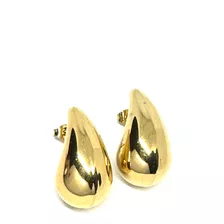 Arete Acero Inoxidable Dorado Gota De Agua Lisa Grade O Chic