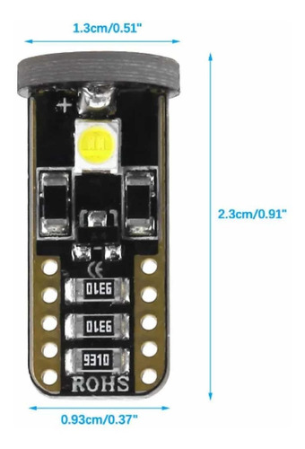 2 Foco Pellizco T10 Super Blanco 3 Smd Led W5w Canbus 12v 1w Foto 2