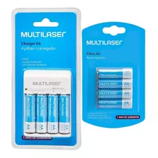 Carregador Multilaser Kit 08 Pilhas Aa 2500mah Recarregaveis