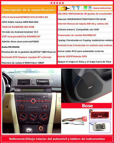 Radio Estereo De Pantalla Android Gps Para Mazda 3 2004-2009 Foto 5