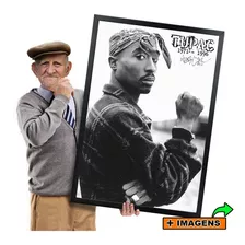 Quadro Tupac 2pac Rapper Raprapper Com Moldura Preta A1 Cor Cores Vivas, Impressão Hd Cor Da Armação Moldura Na Cor Preta