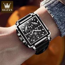 Reloj Cuadrado Olevs 9919 Para Hombre, Cronógrafo De Cuarzo