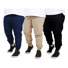 Kit 3 Calça Jeans Sarja Jogger Masculina Plus Size G1 G2 G3