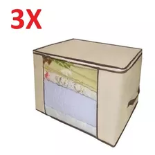 Kit 3 Caixa Organizador De Roupas Flexivel C/ Ziper Multiuso