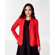 Blazer Alfaiataria Feminino Casaco Com C/ Forro Em Crepe