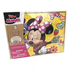 Disney Minnie Mouse 5 Rompecabezas De Madera En Caja De Alma