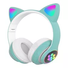 Fone De Ouvido Bluetooth Orelha De Gato Com Luz Led Colorido