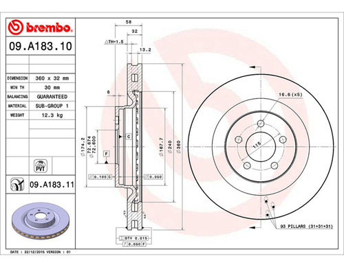 Par Discos Brembo Chrysler 300 C Srt8 2005-2007 Delantero Foto 2