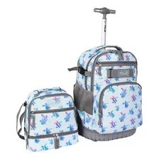 Tilami Mochila Con Ruedas De 19 Pulgadas Con Lonchera Mochila Para Computadora Portátil Con Ruedas, Color Azul Avión