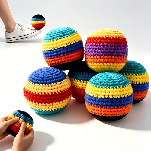 Hand-made Knitted Footbag, 2026 New 6/12/24 Pcs Assorted