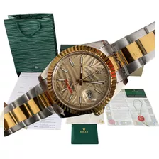  Reloj Rolex Datejust Automatico Palm 36mm Zafiro Dorado