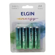 Cartela Com 4 Pilhas Alcalinas Aa Lr6 1,5v Elgin