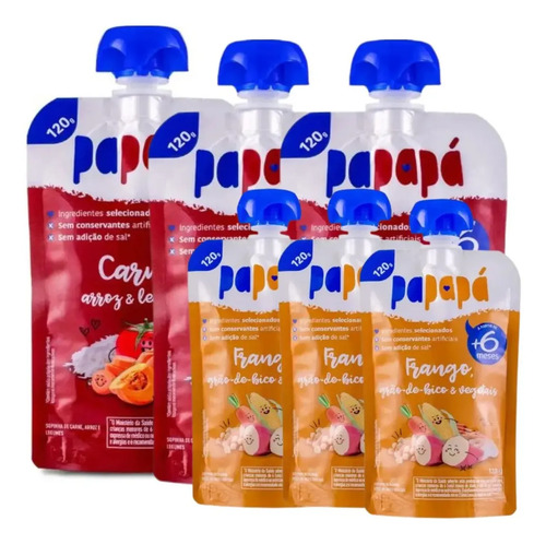 Papinha Natural Bebê Kit 6 Und Carne E Frango Papapá Orgânic