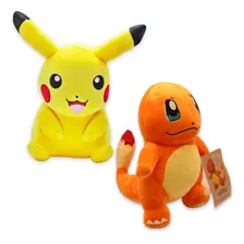 Pokémon Pelúcia Kit 2 Pikachu + Charmander Original Nintendo