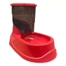 Comedor Cães Gatos Automático Comedouro Alimentador De Ração Cor Vermelho