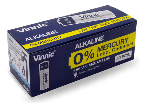 Pilas Aa Alcalinas Vinnic Caja Cerrada X 40 Unidades
