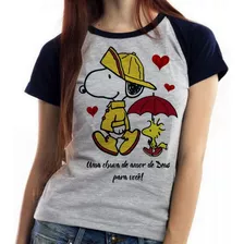 Blusa Baby Look Chuva De Amor De Deus Snoopy Dog Cão Cachorr