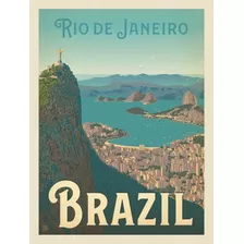 Pôster Vintage- Rio De Janeiro Brazil Travel 33 Cm X 48 Cm