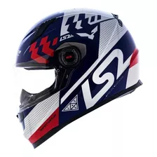 Capacete Ls2 Ff358 Classic Podium Azul Branco E Vermelho