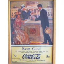 Cuadro Publicidad Coca Cola Año 1900 Enmarcado 30x20 Excelen